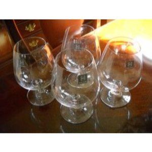 4 Marc Aurel Vivedi Crystal Stemmed Brandy Wine Glasses 6" Tall